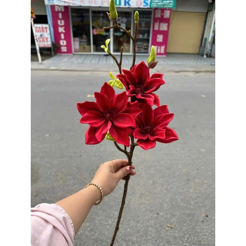 C&agrave;nh hoa mộc lan k&eacute;p nhiều m&agrave;u trang tr&iacute;