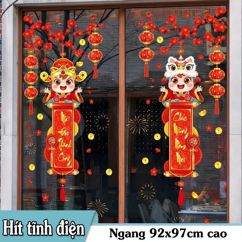 Decal Tĩnh Điện 2 Mặt M&atilde; Đ&aacute;o Th&agrave;nh C&ocirc;ng Ch&uacute;c Mừng Năm Mới