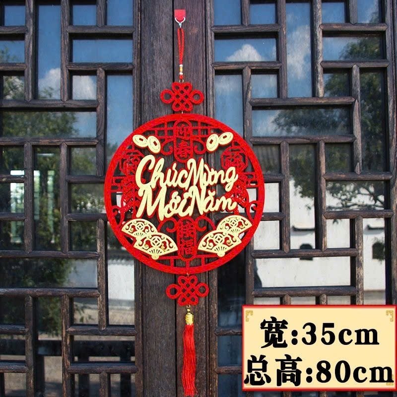 Liễn nhung đỏ tr&ograve;n 30cm chữ ch&uacute;c mừng năm mới - vạn sự như &yacute; treo trang tr&iacute; tết