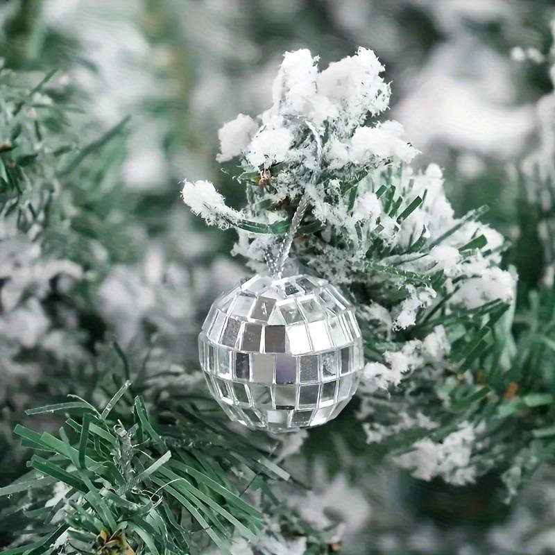 Hộp 3 quả ch&acirc;u gương  8cm lấp l&aacute;nh trang tr&iacute; c&acirc;y th&ocirc;ng noel mẫu 284