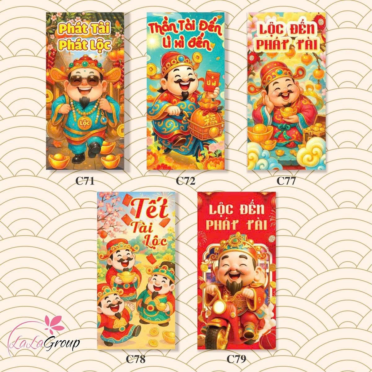 Combo 10 bao l&igrave; x&igrave; ch&uacute;c tết ph&aacute;t t&agrave;i ph&aacute;t lộc