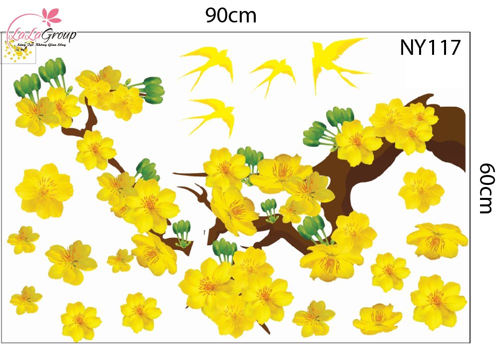 Combo Decal Trang Tr&iacute; Tết Ch&uacute;c Mừng Năm Mới T&agrave;i Lộc Đầy Nh&agrave;