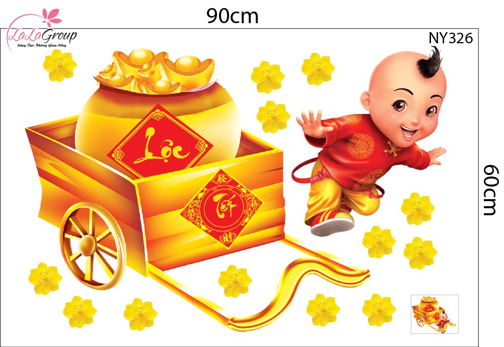 Combo Decal Trang Tr&iacute; Tết Ch&uacute;c Mừng Năm Mới T&agrave;i Lộc Đầy Nh&agrave;