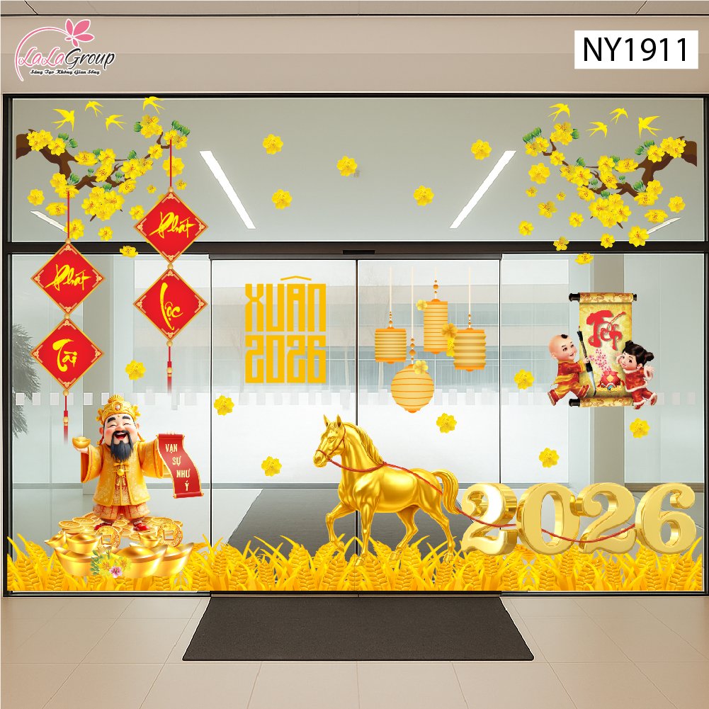 Combo Decal Trang Trí Tết Xuân 2026 Vạn Sự Như Ý Phát Tài Phát Lộc