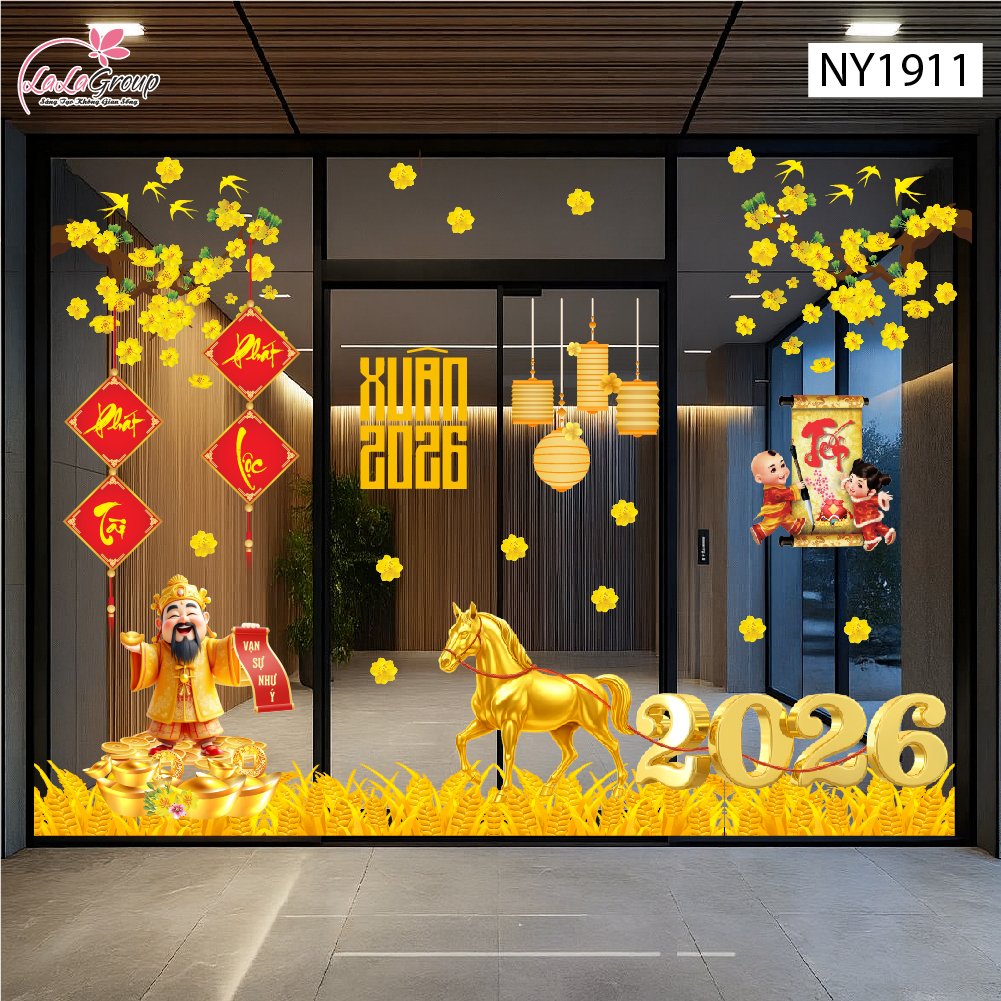Combo Decal Trang Trí Tết Xuân 2026 Vạn Sự Như Ý Phát Tài Phát Lộc