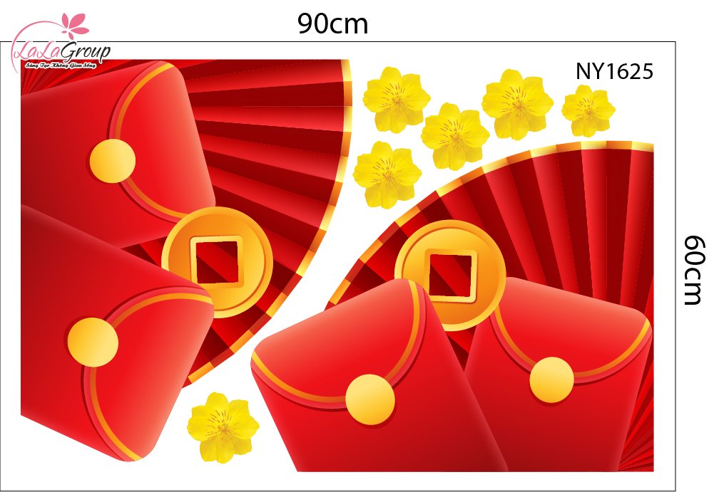 Combo Decal Trang Tr&iacute; Tết Happy New Year Xu&acirc;n B&iacute;nh Ngọ 2026