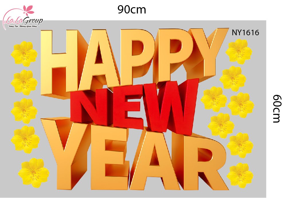 Combo Decal Trang Tr&iacute; Tết Happy New Year Xu&acirc;n B&iacute;nh Ngọ 2026