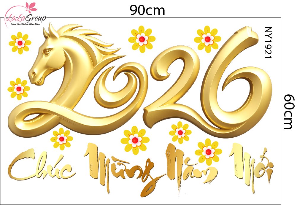 Combo Decal Trang Tr&iacute; Tết Ch&uacute;c Mừng Năm Song M&atilde; Ph&uacute; Qu&yacute; 2026