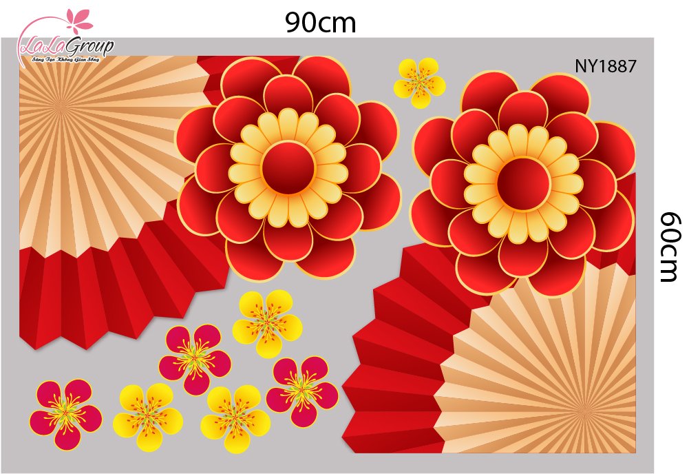 Combo Decal Trang Tr&iacute; Tết Lộc Biếc Mai V&agrave;ng Xu&acirc;n Hạnh Ph&uacute;c B&igrave;nh An