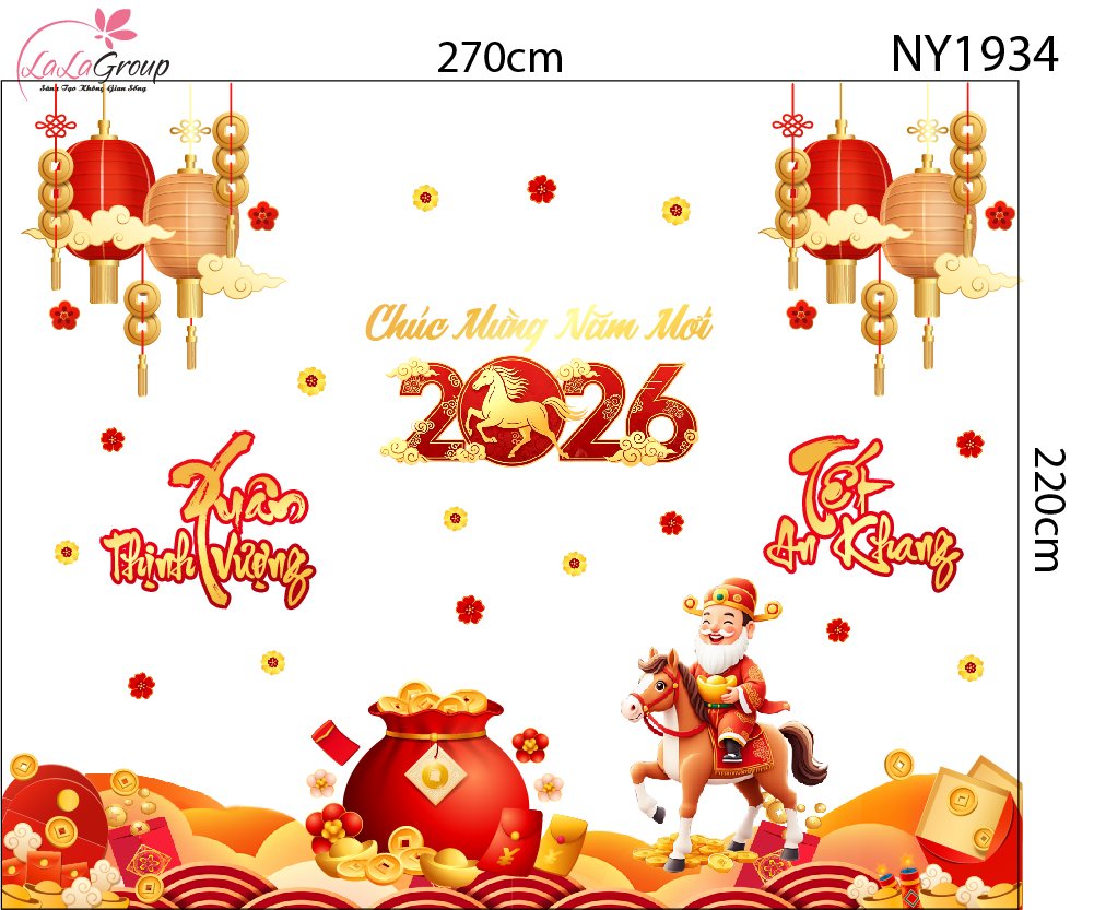 Combo Decal Trang Trí Tết Xuân An Khang Tết Thịnh Vượng