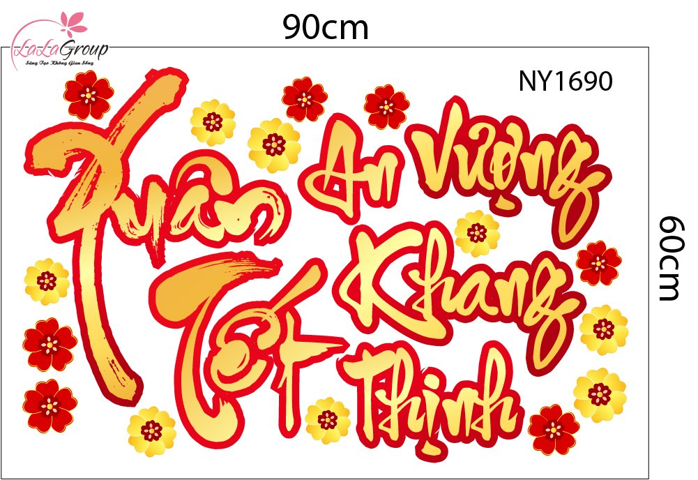 Combo Decal Trang Trí Tết Xuân An Khang Tết Thịnh Vượng