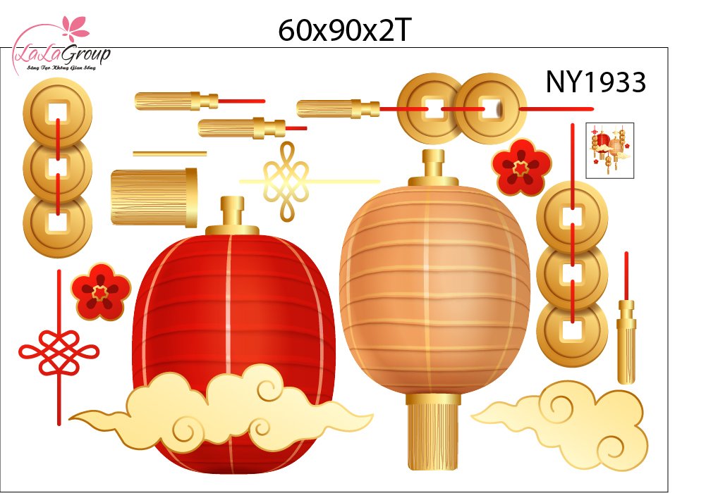 Combo Decal Trang Trí Tết Xuân An Khang Tết Thịnh Vượng