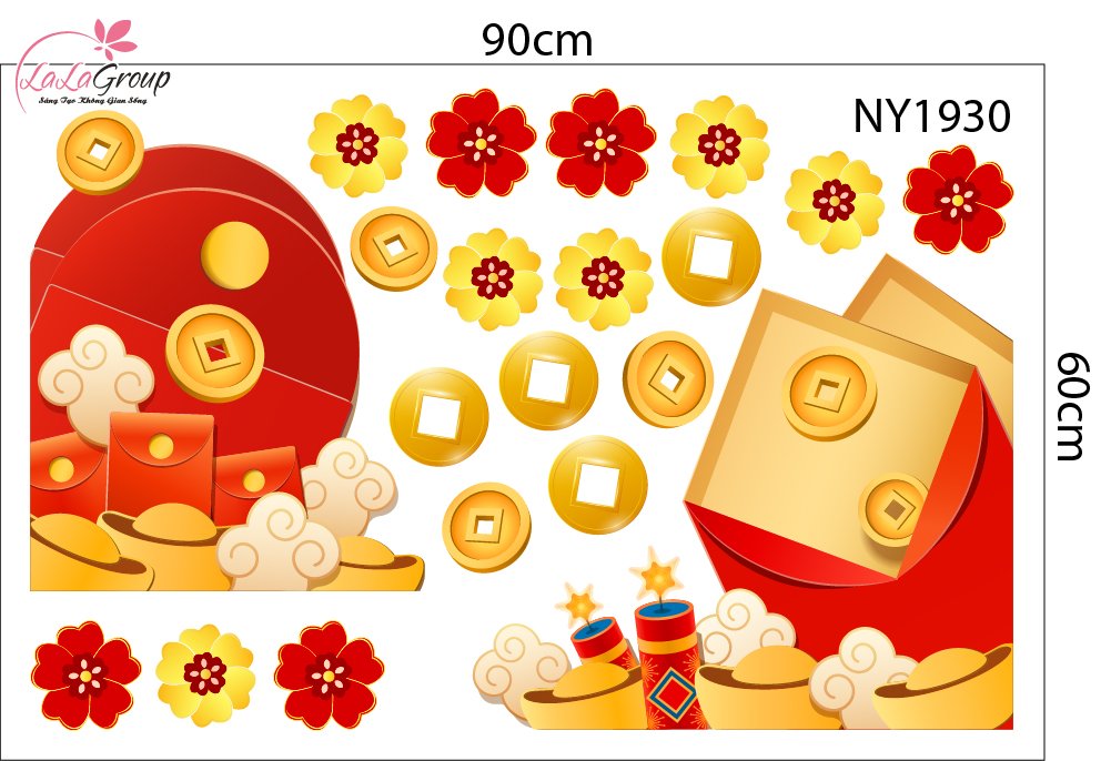 Combo Decal Trang Trí Tết Xuân An Khang Tết Thịnh Vượng