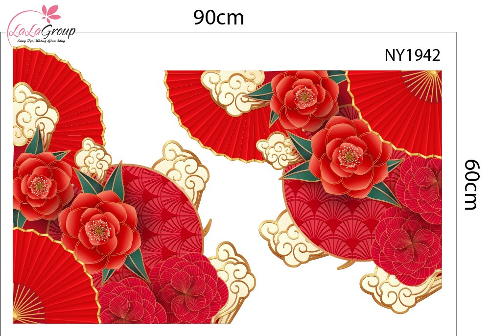 Combo Decal Trang Trí Tết Xuân Bính Ngọ Vạn Sự Như Ý Tấn Tài Tấn Lộc