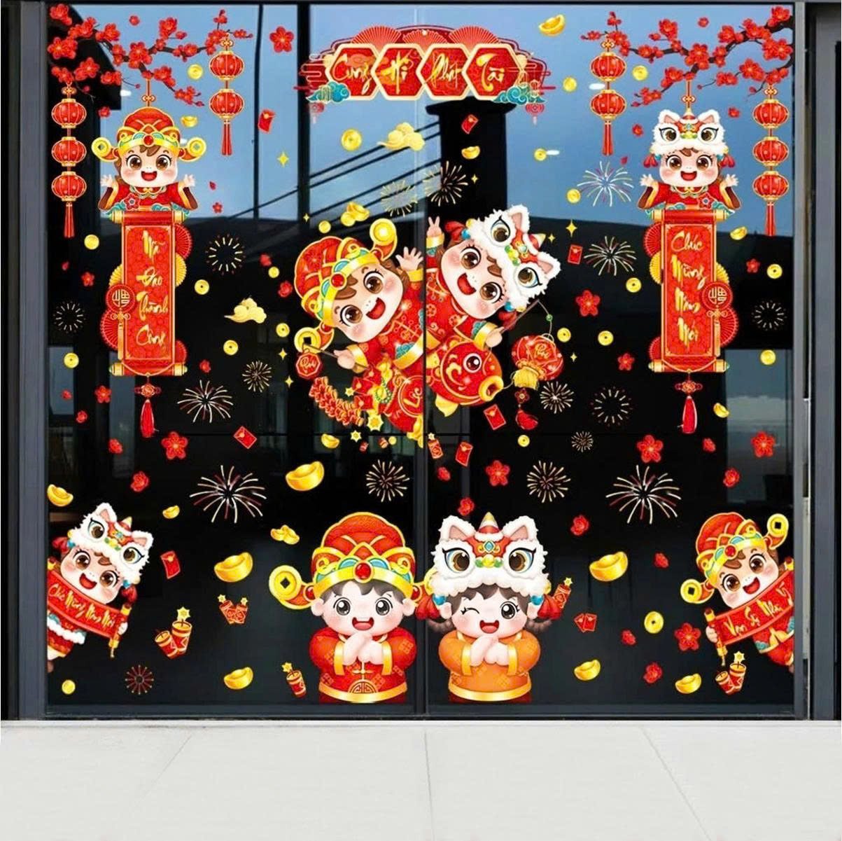 Combo decal tết tĩnh điện 2 mặt b&eacute; ch&uacute;c xu&acirc;n vạn sự như &yacute;