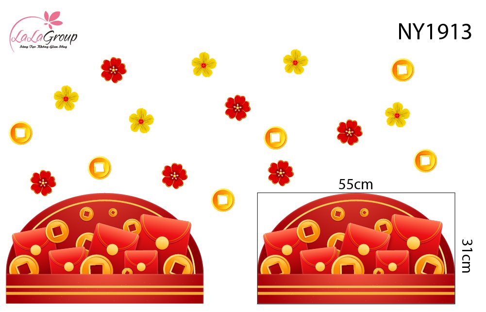 Decal Trang Tr&iacute; Tết Bao L&igrave; X&igrave; Ph&uacute; Qu&yacute;