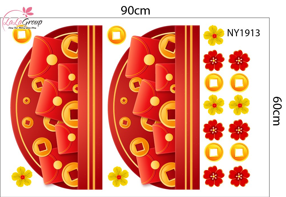 Decal Trang Tr&iacute; Tết Bao L&igrave; X&igrave; Ph&uacute; Qu&yacute;