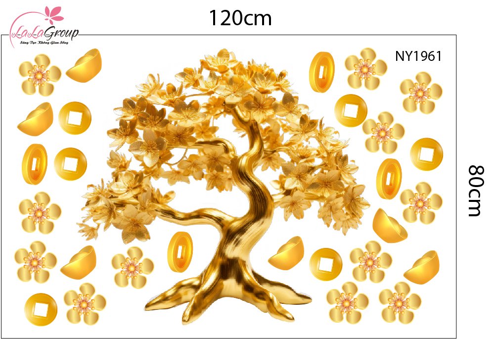 Combo Decal Trang Tr&iacute; Tết C&acirc;y Thần T&agrave;i 2026