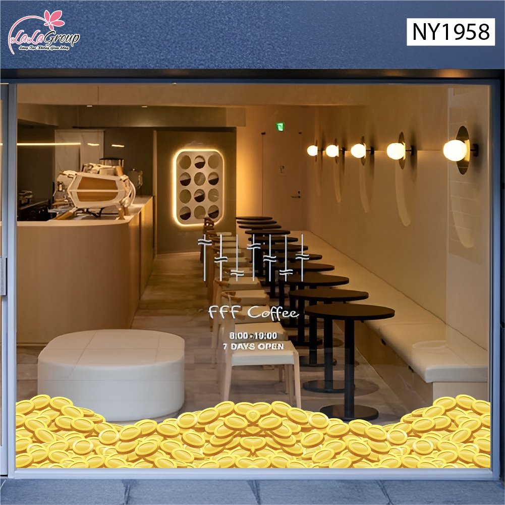 Decal Trang Tr&iacute; Tết Ch&acirc;n Tường Tiền V&agrave;ng Đ&oacute;n Xu&acirc;n