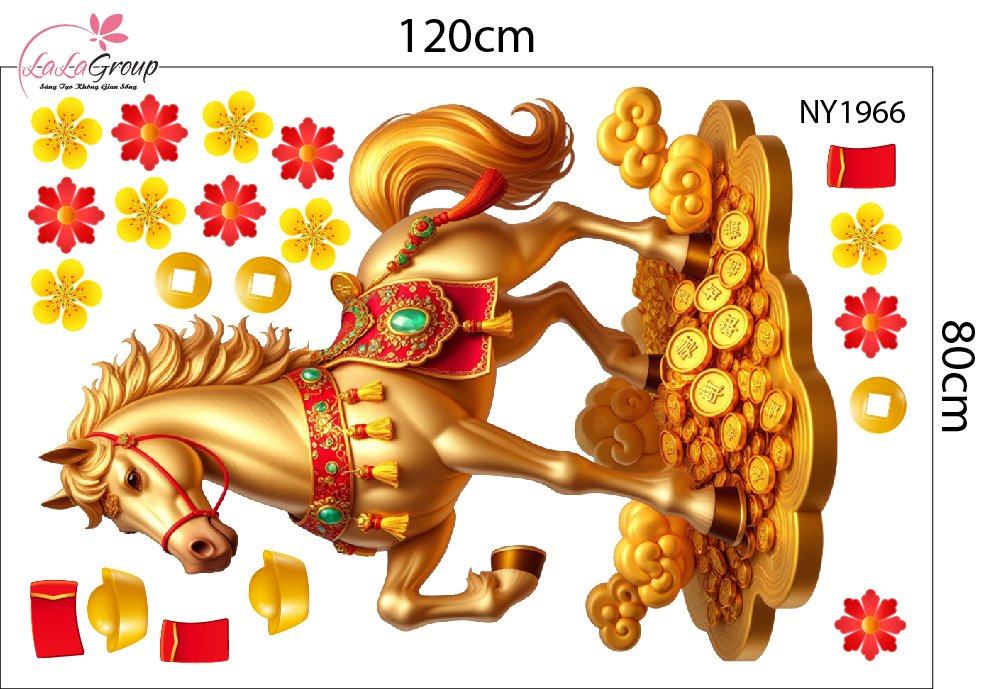 Combo Decal Trang Tr&iacute; Tết Thần T&agrave;i Ch&uacute;c Mừng Năm Mới Hạnh Ph&uacute;c