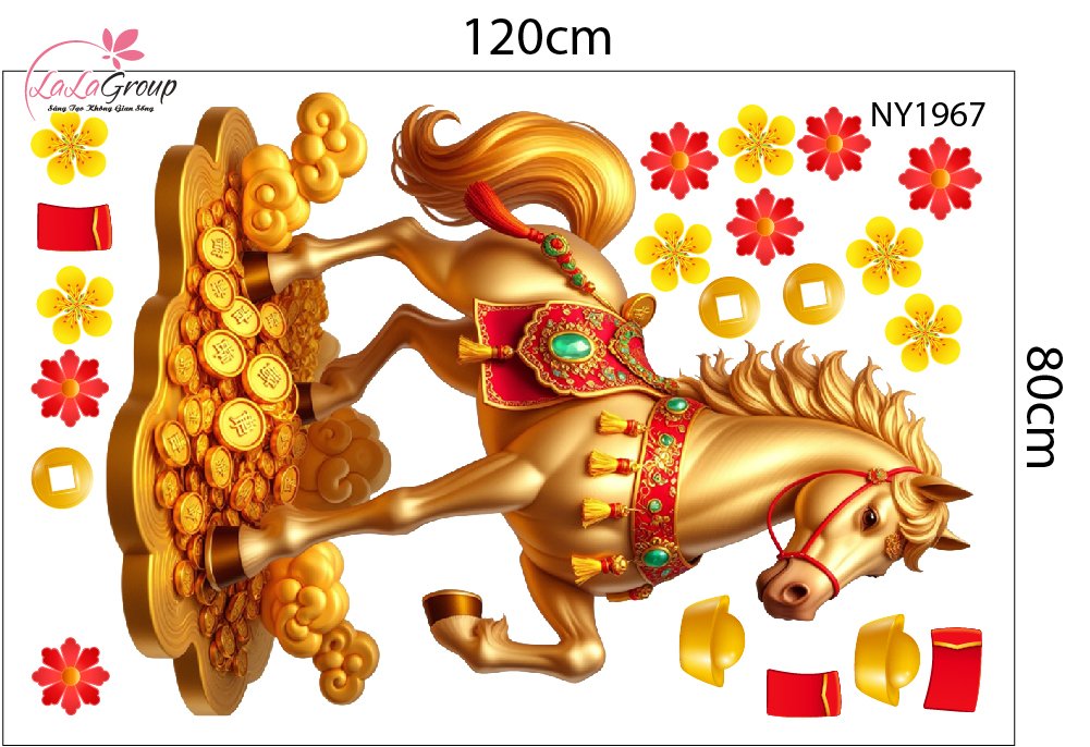 Combo Decal Trang Tr&iacute; Tết Thần T&agrave;i Ch&uacute;c Mừng Năm Mới Hạnh Ph&uacute;c