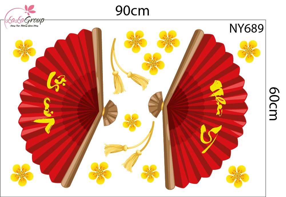 Combo Decal Trang Tr&iacute; Tết Thần T&agrave;i Ch&uacute;c Mừng Năm Mới Hạnh Ph&uacute;c