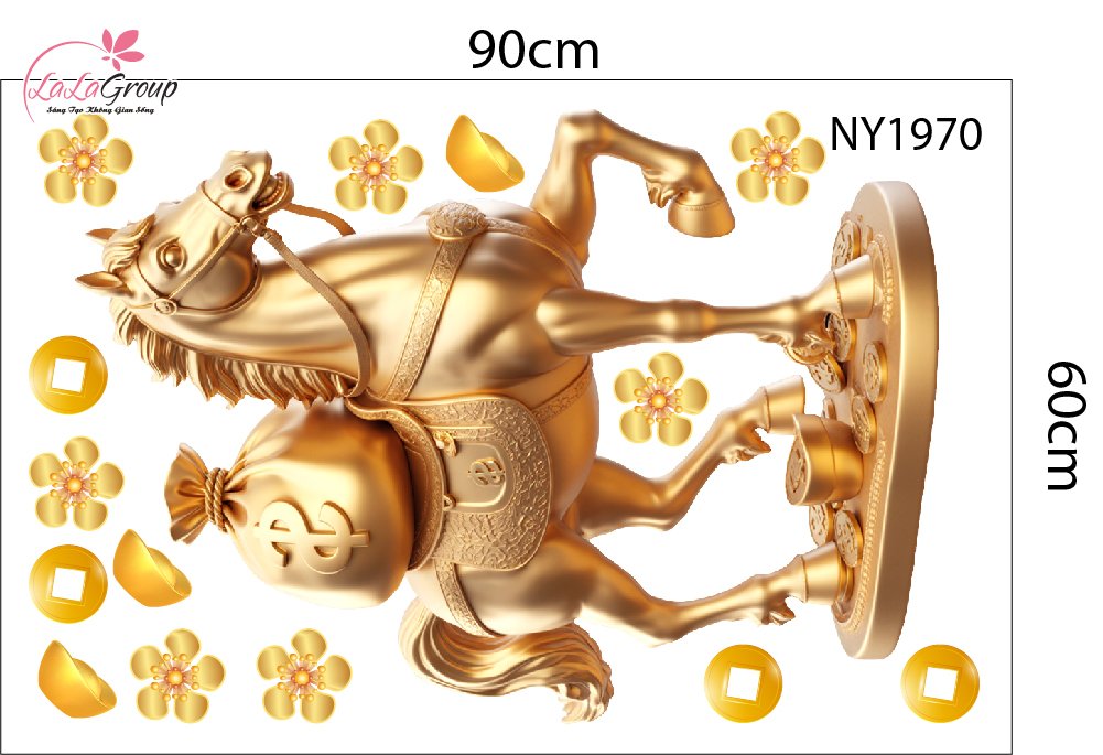 Combo Decal Trang Trí Tết Thần Tài Chúc Mừng Năm Mới Tấn Tài Tấn Lộc