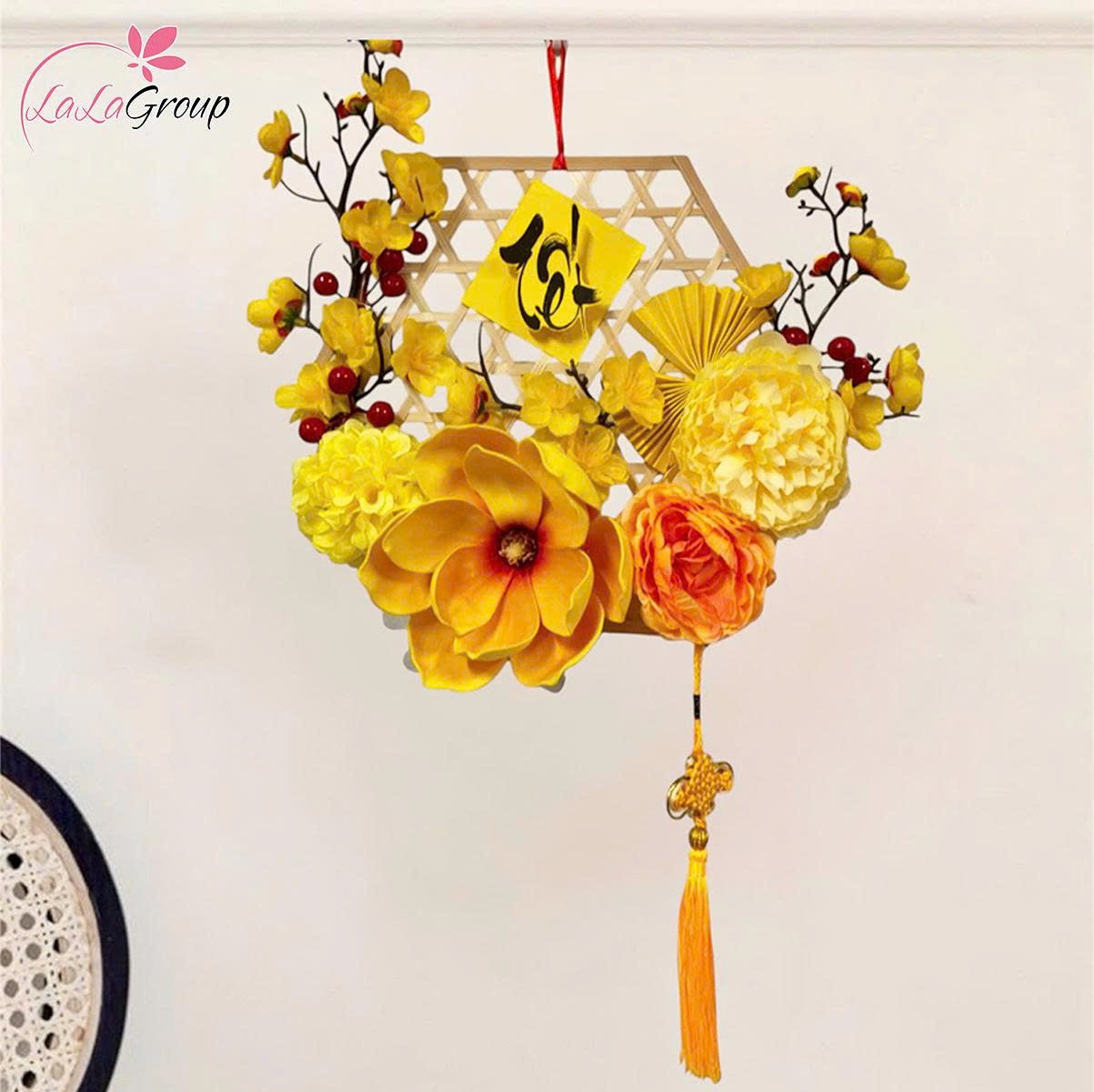 Mẹt tre lục gi&aacute;c 30cm trang tr&iacute; tết may mắn