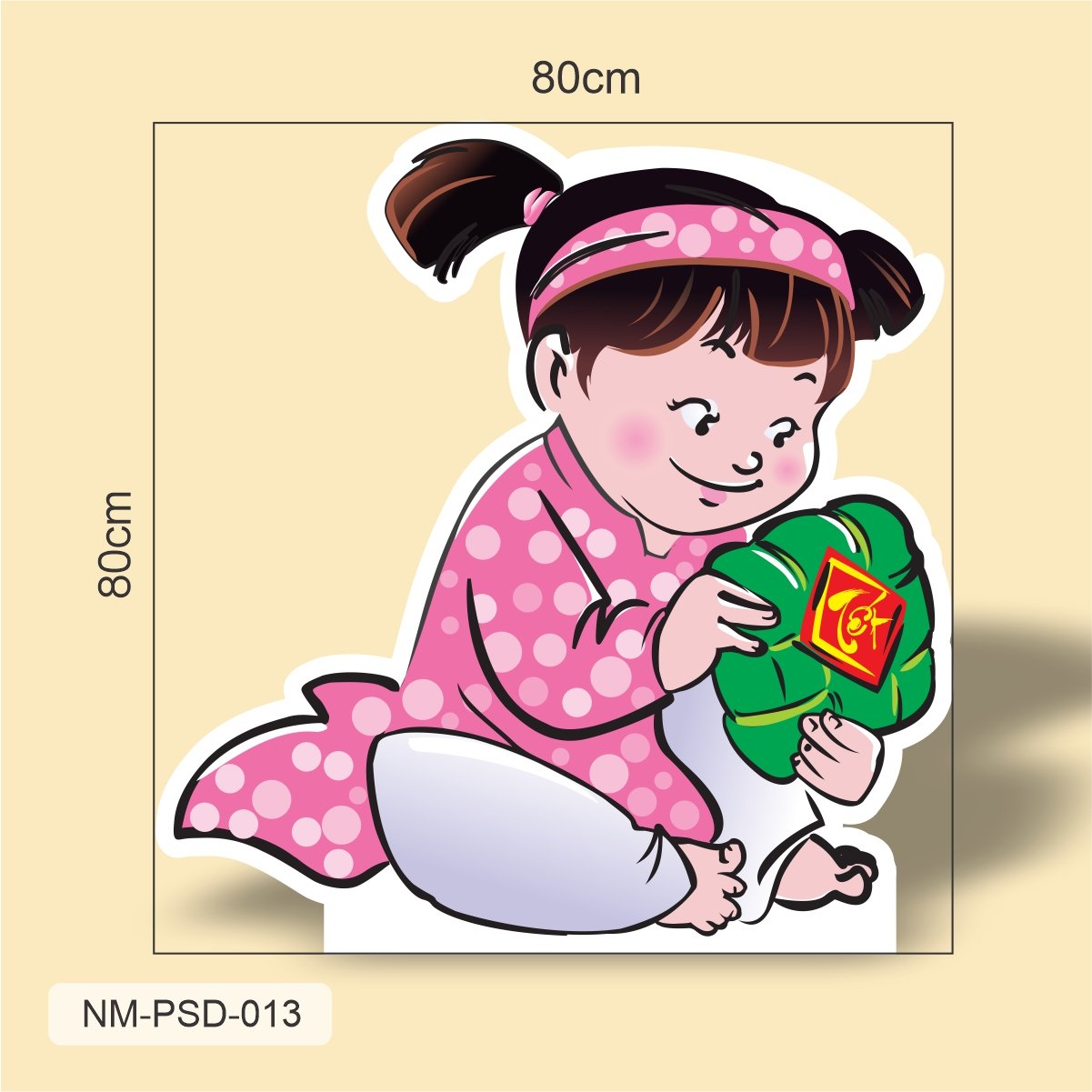 Standee Trang Tr&iacute; Tết B&eacute; Cầm B&aacute;nh Chưng