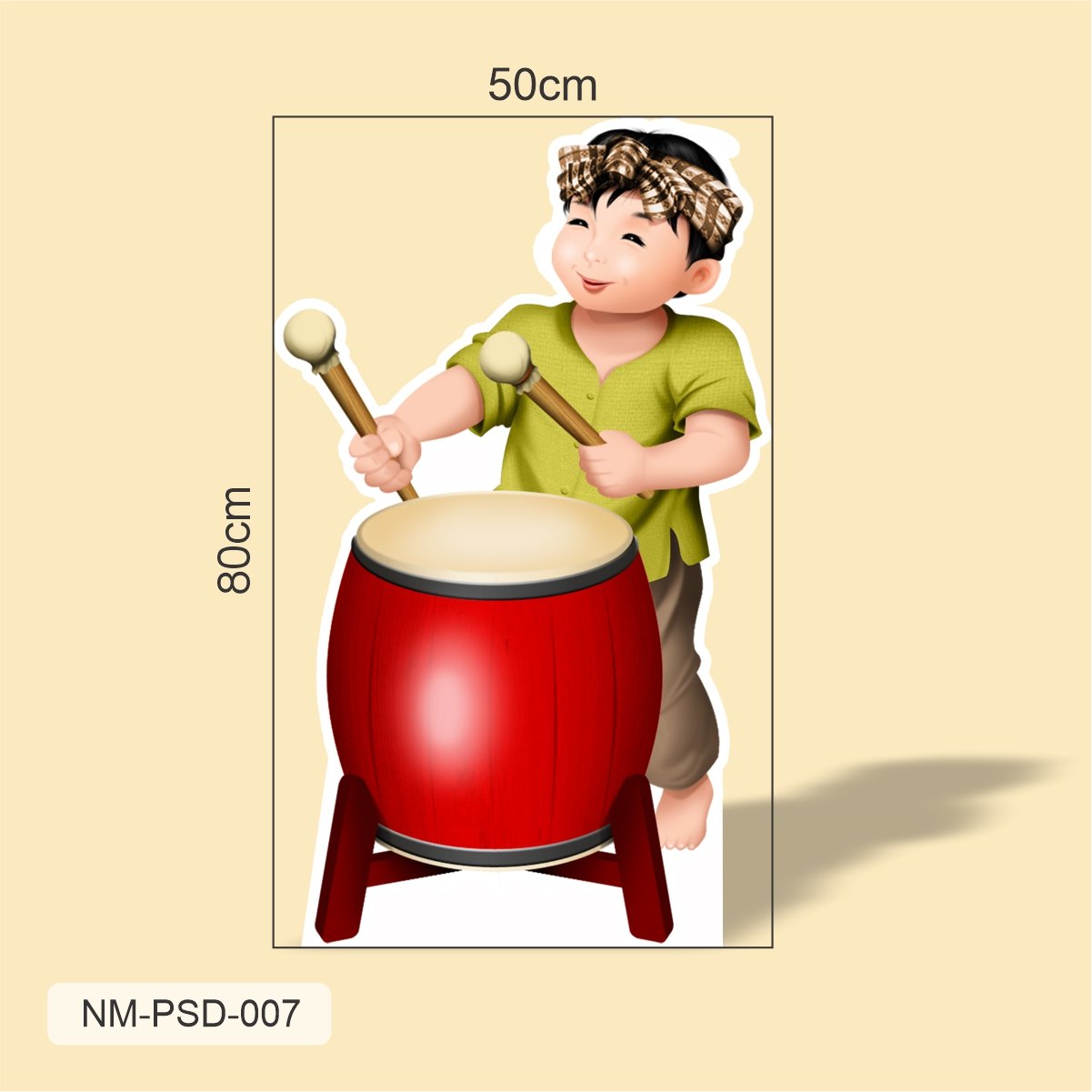Standee Trang Trí Tết Bé Đánh Trống Chúc Tết