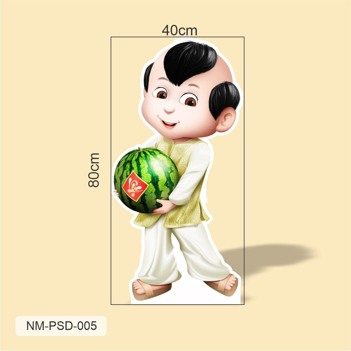 Standee Trang Trí Tết Bé Ôm Quả Dưa Hấu