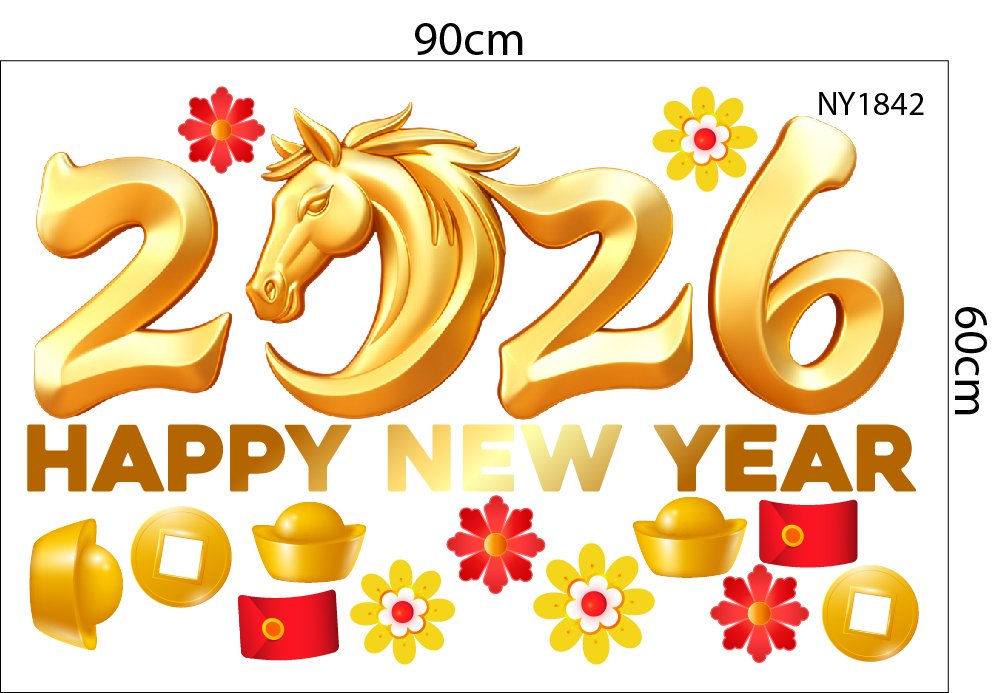 Combo Decal Trang Tr&iacute; Tết Song M&atilde; Đ&oacute;n Xu&acirc;n 2026