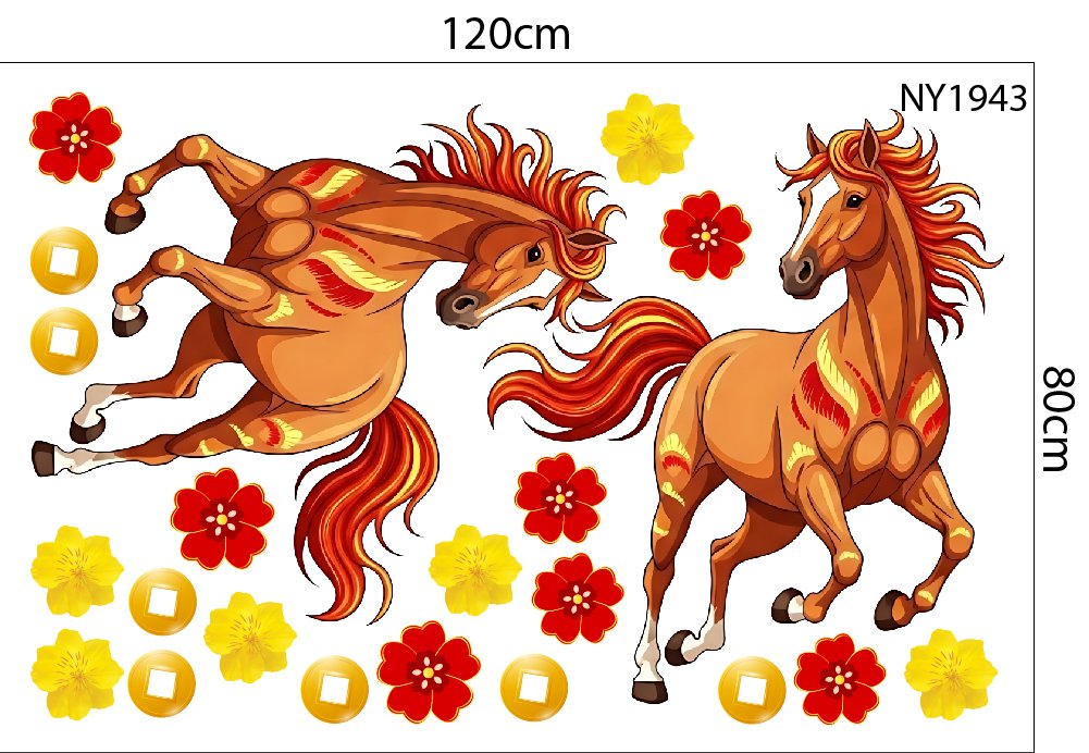 Combo Decal Trang Tr&iacute; Tết Song M&atilde; Đ&oacute;n Xu&acirc;n 2026