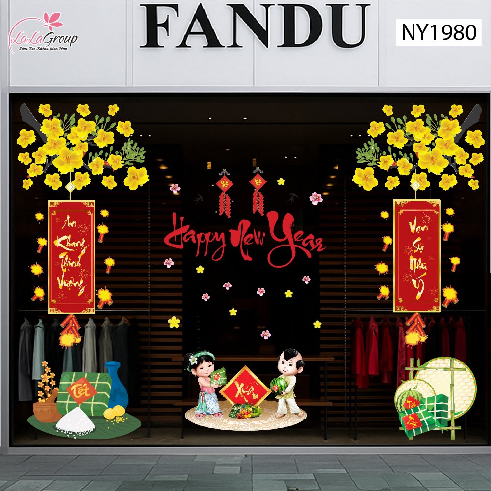 Combo Decal Trang Tr&iacute; Tết B&eacute; Ch&uacute;c Xu&acirc;n An Khang Thịnh Vượng