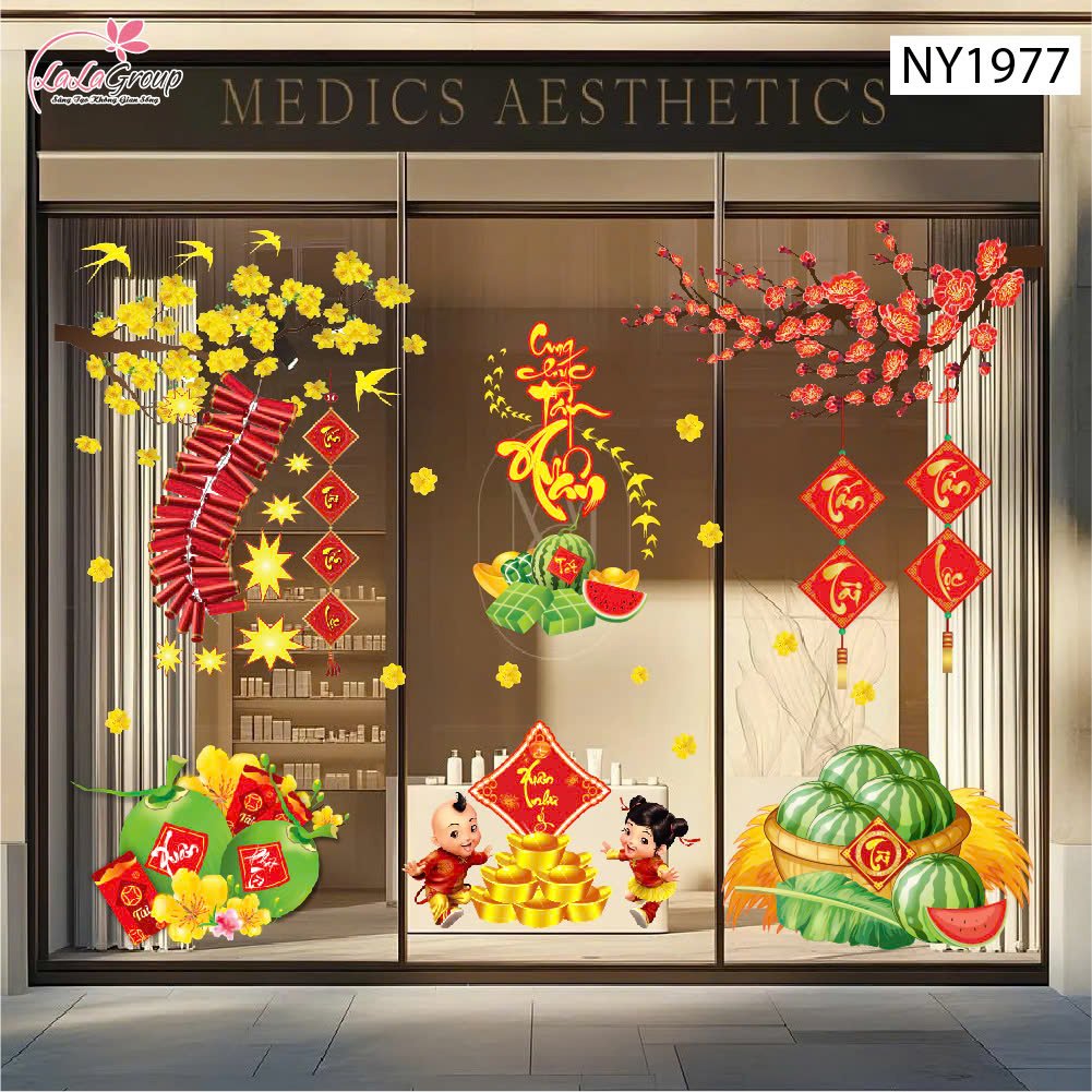 Combo Decal Trang Tr&iacute; Tết Xu&acirc;n Như &Yacute; Tấn T&agrave;i Tấn Lộc