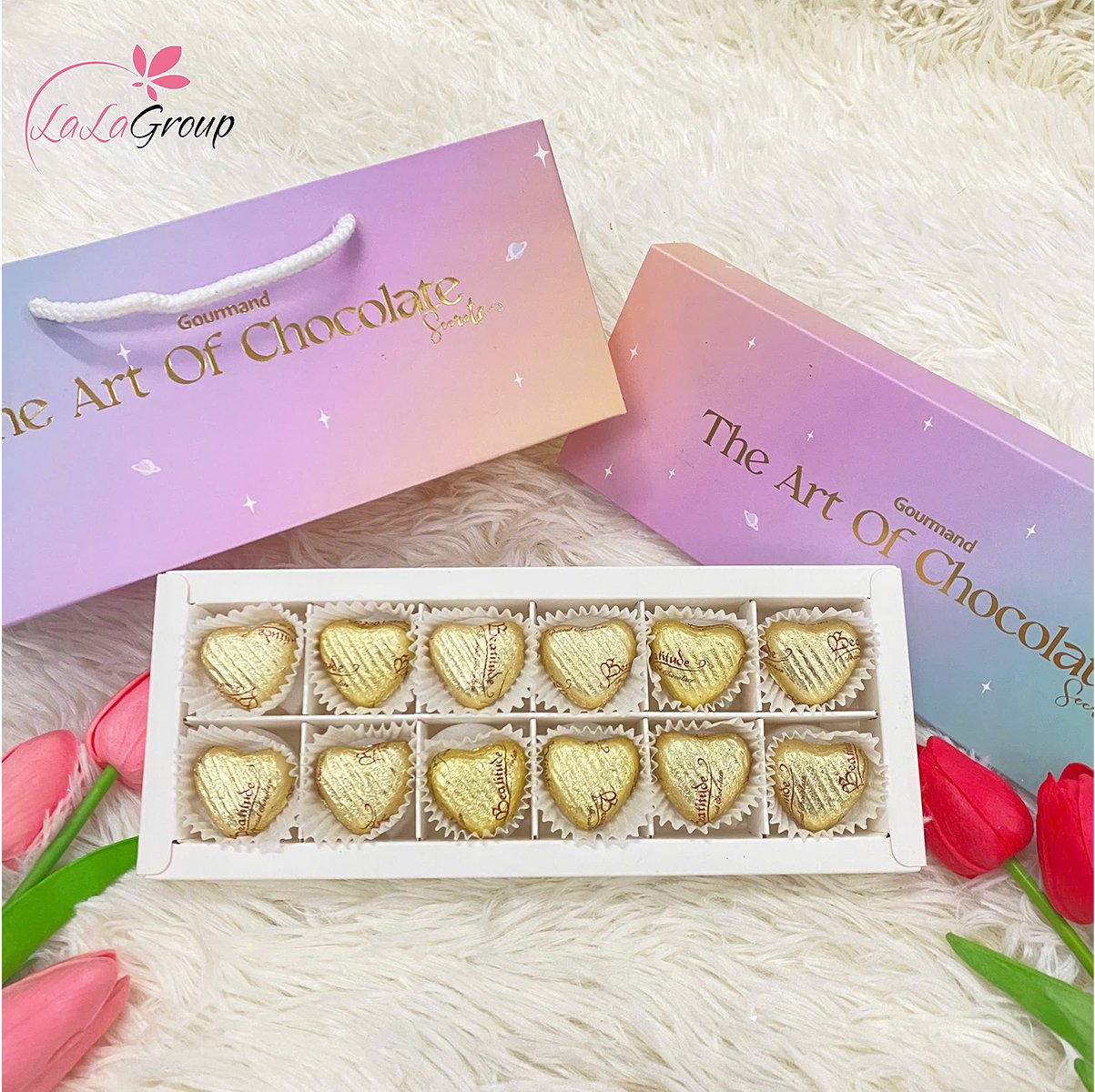 Hộp 12 vi&ecirc;n socola valentine ngọt ng&agrave;o