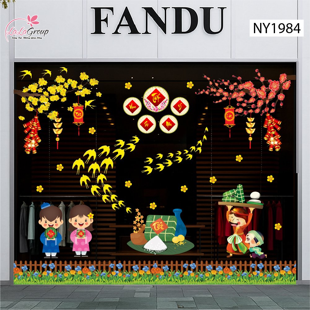 Combo decal trang tr&iacute; tết b&eacute; ch&uacute;c tết vạn sự như &yacute;