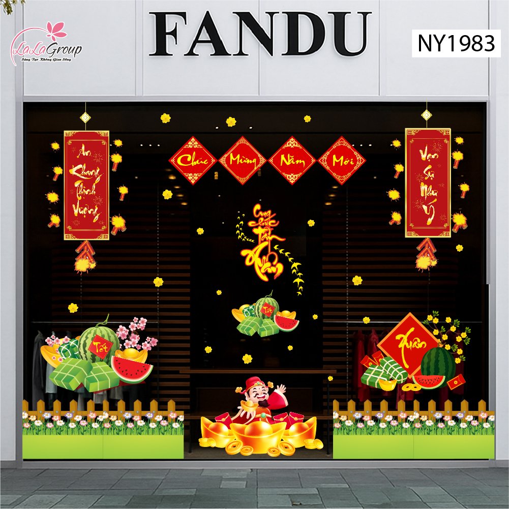 Combo decal trang trí tết cung chúc tân xuân vạn sự như ý