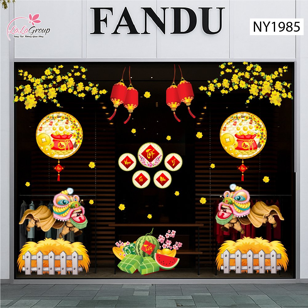 Combo decal trang tr&iacute; tết m&uacute;a l&acirc;n đ&oacute;n tết t&agrave;i lộc