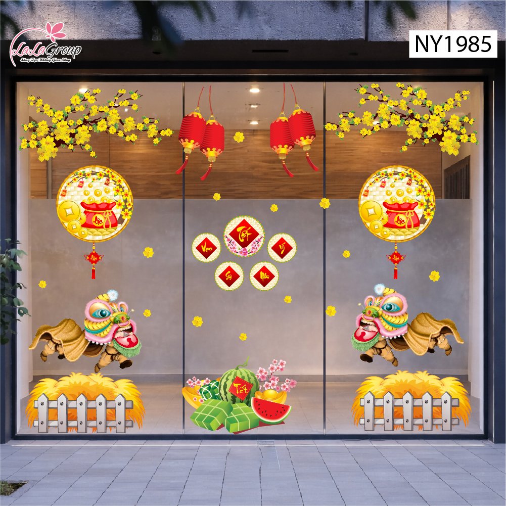 Combo decal trang tr&iacute; tết m&uacute;a l&acirc;n đ&oacute;n tết t&agrave;i lộc