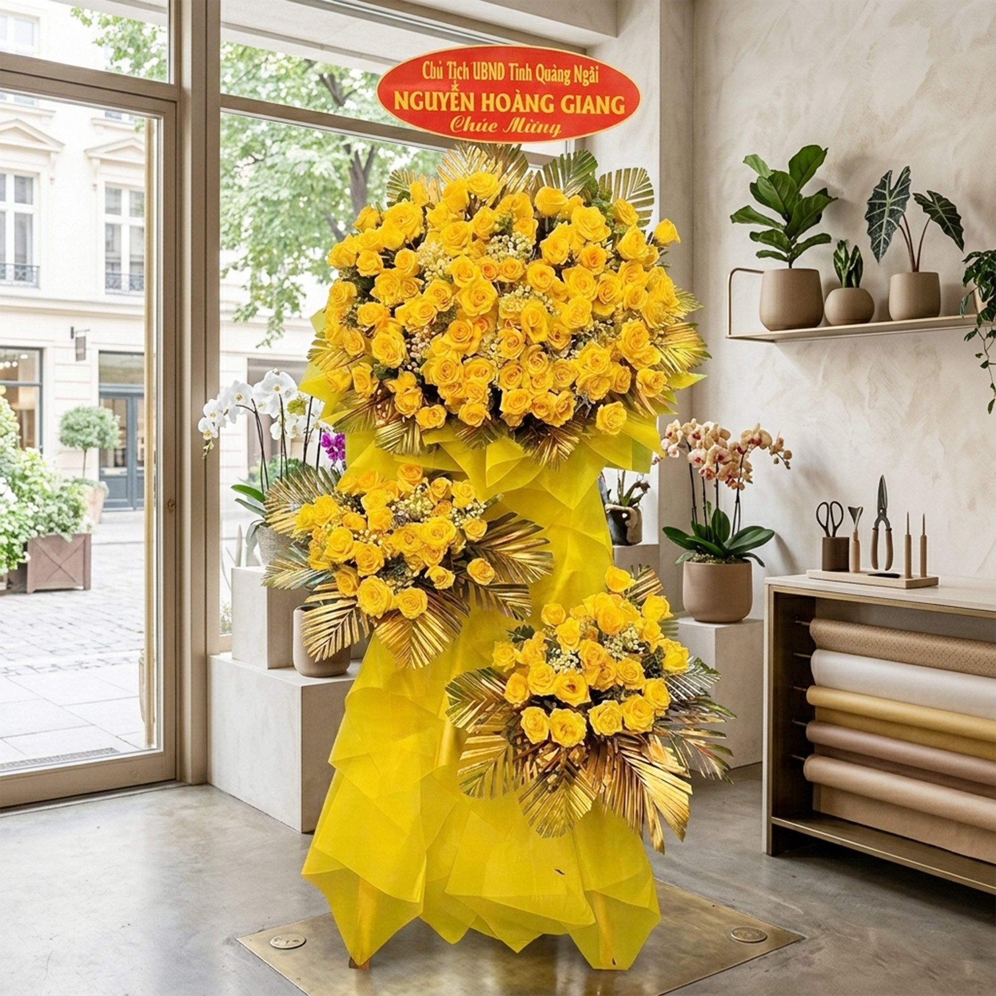 Kệ Hoa Mừng Khai Trương Hồng Ph&aacute;t Sang Trọng Đa Dạng Nhiều Mẫu