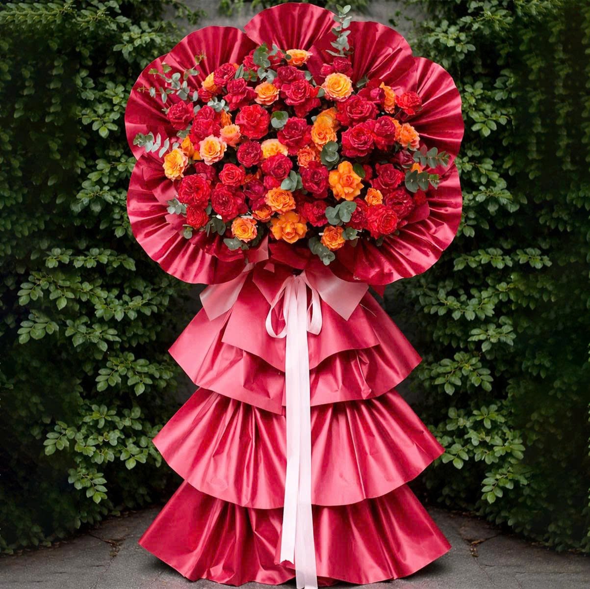 Kệ Hoa Ch&uacute;c Mừng Khai Trương Sự Kiện Tone Đỏ Rực Rỡ Đại C&aacute;t