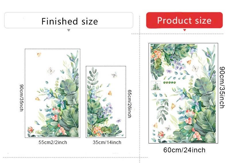 Decal d&aacute;n tường l&aacute; xanh mẫu 14