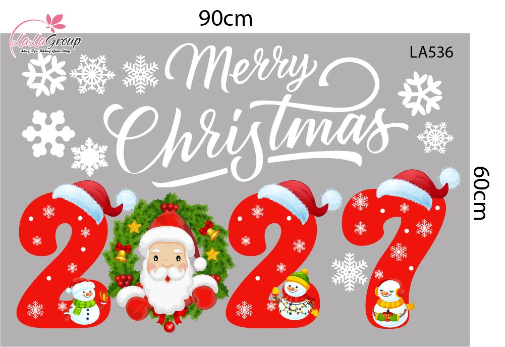 Decal Trang Trí Noel Ông Già Noel Vui Vẻ Và Merry Christmas