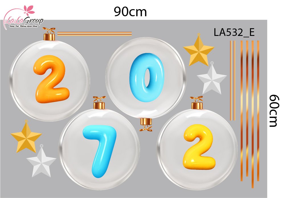 Combo Decal Trang Tr&iacute; Noel D&acirc;y Treo Quả Cầu Thủy Tinh V&agrave; C&acirc;y Th&ocirc;ng Xanh Mint