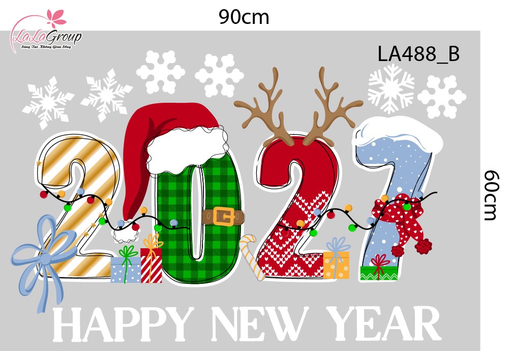 Combo Decal Trang Tr&iacute; Noel Hai Người Tuyết V&agrave; Những C&acirc;y Th&ocirc;ng Xanh