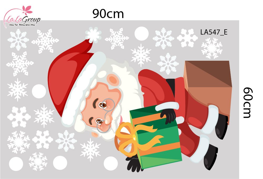 Combo Decal Trang Tr&iacute; Noel &Ocirc;ng Gi&agrave; Noel Vui Nhộn V&agrave; Những Hộp Qu&agrave; Xinh Xắn
