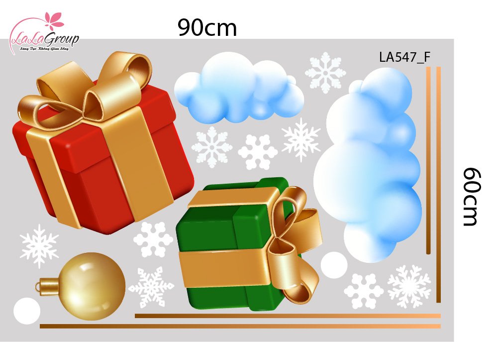 Combo Decal Trang Tr&iacute; Noel &Ocirc;ng Gi&agrave; Noel Vui Nhộn V&agrave; Những Hộp Qu&agrave; Xinh Xắn