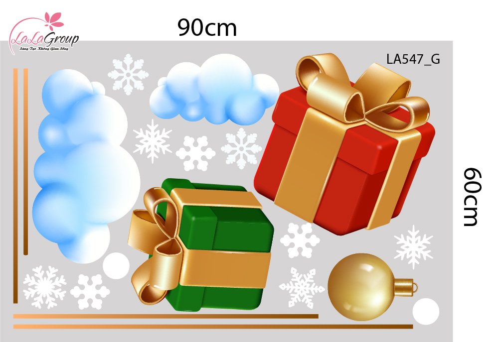 Combo Decal Trang Tr&iacute; Noel &Ocirc;ng Gi&agrave; Noel Vui Nhộn V&agrave; Những Hộp Qu&agrave; Xinh Xắn