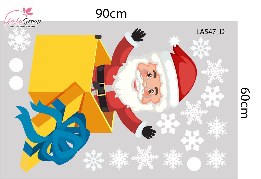 Combo Decal Trang Tr&iacute; Noel &Ocirc;ng Gi&agrave; Noel Vui Nhộn V&agrave; Những Hộp Qu&agrave; Xinh Xắn